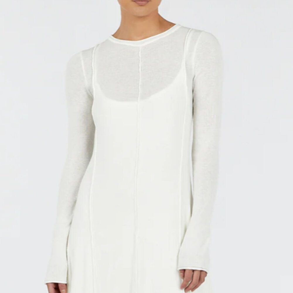 NWT! XS DISSH OFFWHITE LONG SLEEVE MIDI DRESS W/ MATCHING SLIP INCLUDED